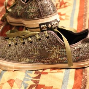 Converse sequin shoes with ribbon lace